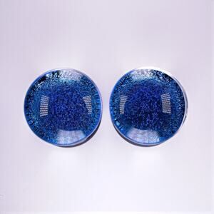 GLASSWEAR STUDIOS Aqua Foil on Black 1/2" 13mm Double Dome Flared Plugs